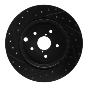 Subaru Impreza Brake Rotor (1) - Rear Right - R1 Concepts - Drilled & Slotted - Black - `08-`20